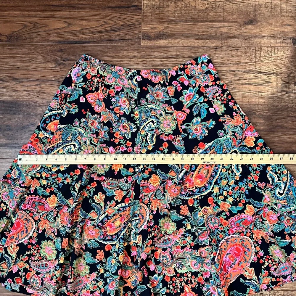 Colourful Womens Paisley Midi Skirt Cotton Cottagecore Boho Whimsigoth Medium - Picture 3 of 6